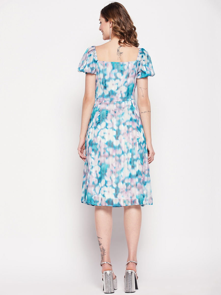 Camla Teal Satin Dress For Women
