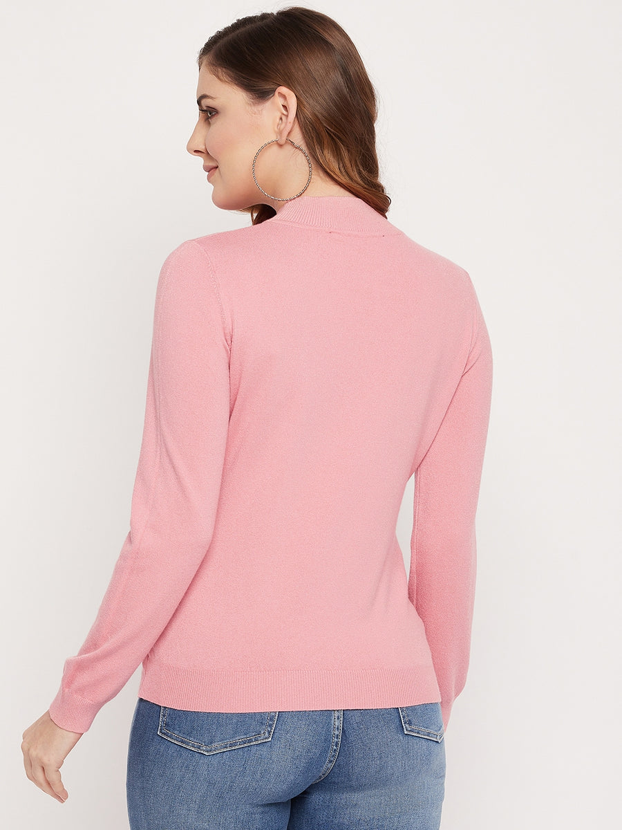 MADAME Solid Round Neck Sweater Top