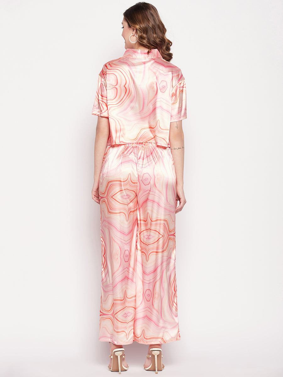 Camla Barcelona Peach Marble Printed Co-ord Set