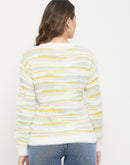 Madame Abstract Print Off White Feather Knit Sweater