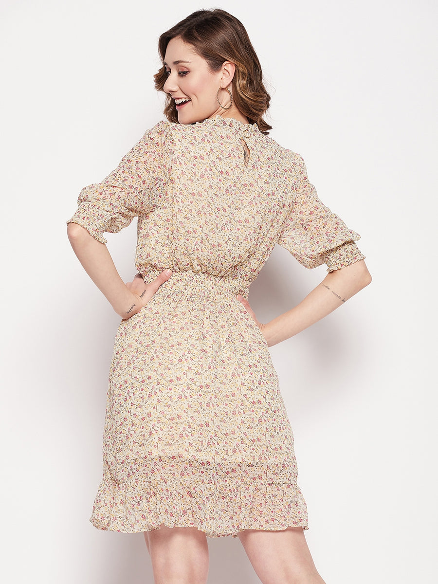 Camla Yellow Floral Dress For Women