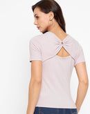 Madame  Mauve Solid Ribbed Top