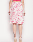 Camla White Satin Print Skirt