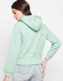 Madame Solid Mint Green Hooded Sweatshirt