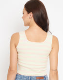 Camla Women Yellow Striped Crop Top