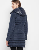 Madame Navy Blue Quilted Long Jacket