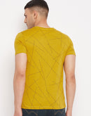 Camla Men Gold Abstract Print Crew Neck T-Shirt
