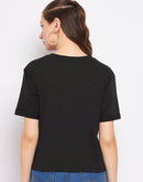 Madame Typography Solid  Black Top