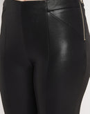 MADAME Zip Ankle Tailored Glossy Black Trousers for Women