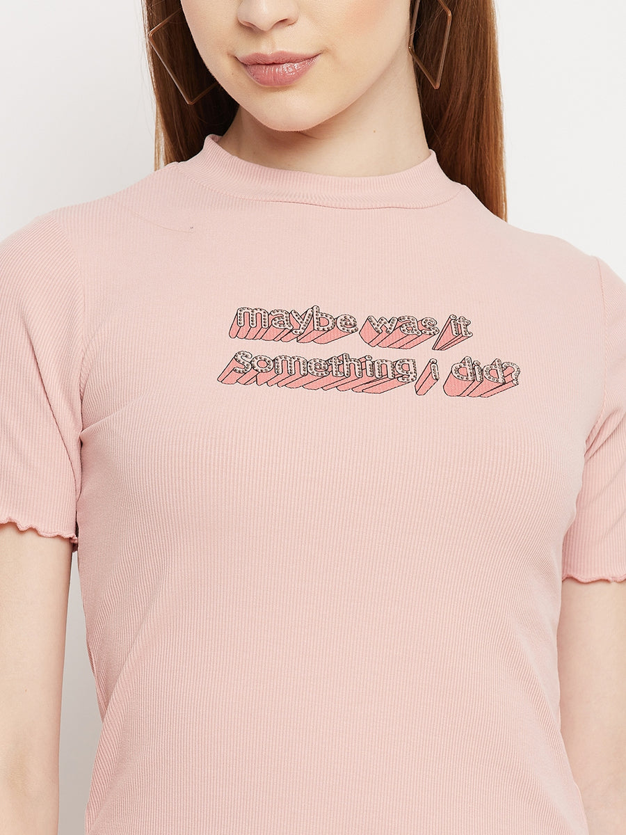 Madame  Dusty Pink Typography Top