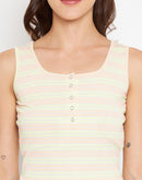 Camla Women Yellow Striped Crop Top