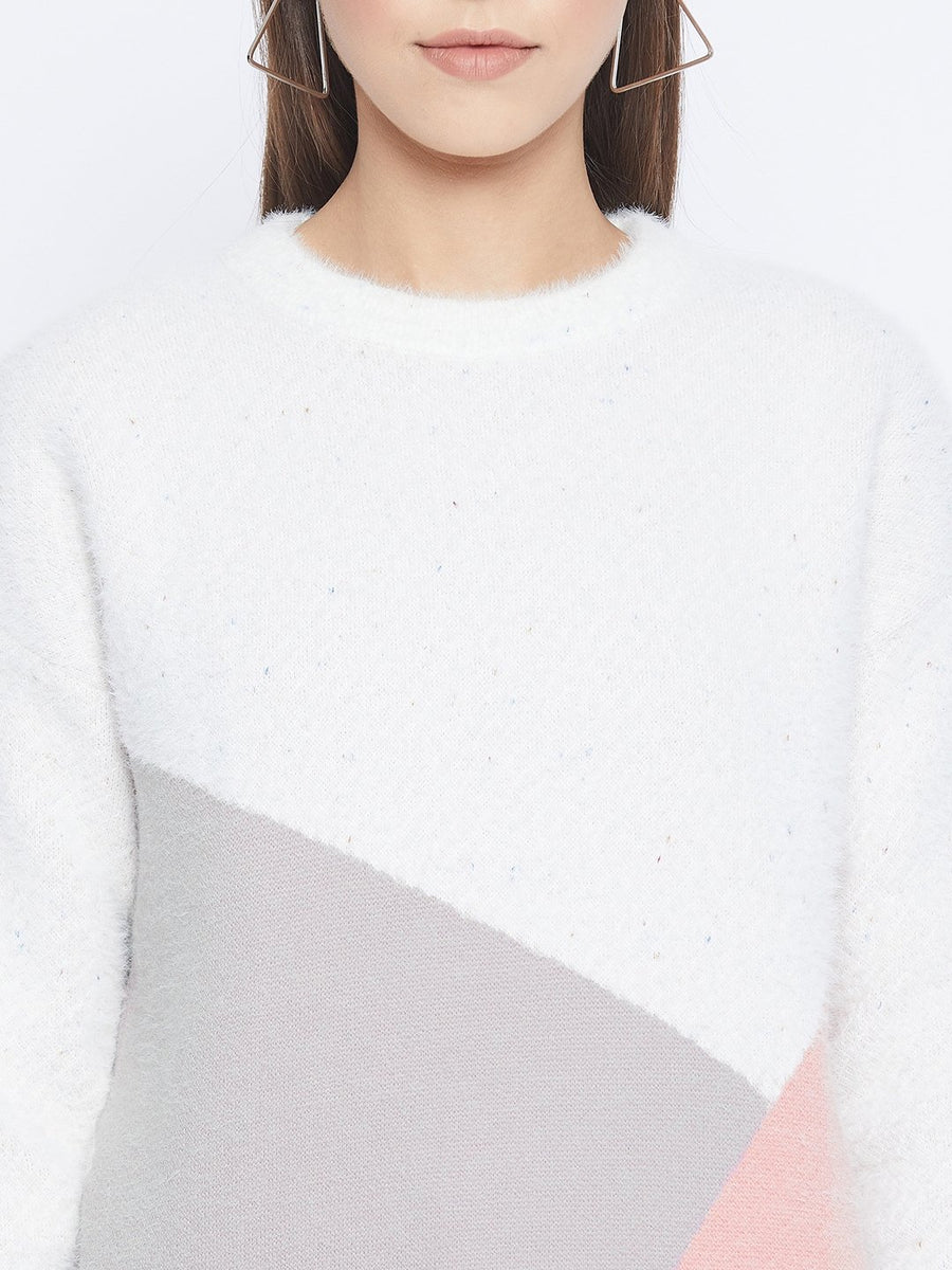 Madame  Peach Color Block Sweater