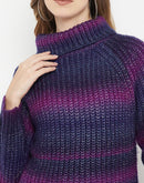 MADAME Turtle Neckline Striped Sweater