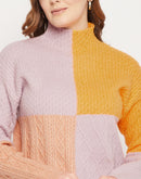 MADAME Colour block High Neck Sweater
