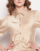 Camla Barcelona Beige Satin Dress
