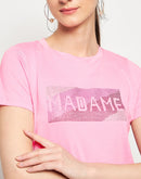 Madame Pink Color Graphic Print Top