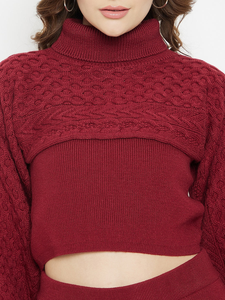 Camla Barcelona Turtle Neck Rust Co-ord Set for Women