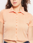 Madame Peach Shirt Collared Crop Top