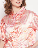Camla Barcelona Abstract Print Peach Co-Ord Set