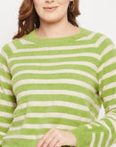 Madame Green Striped Sweater for Women