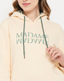 Madame Logo Print Cream Hooded Sweatshirt