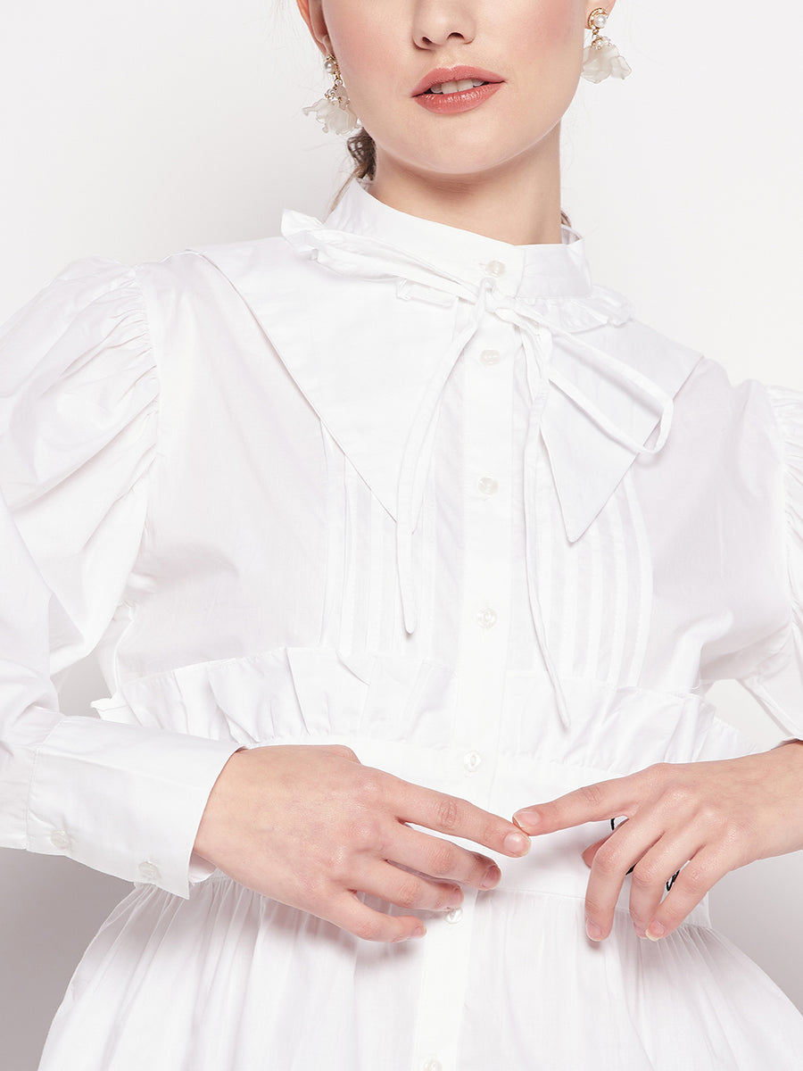 Camla White Satin Shirt for women