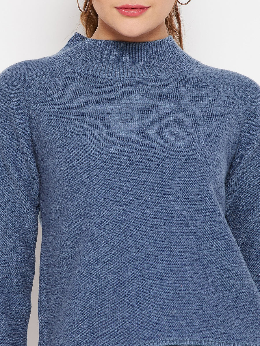 CAMLA Barcelona Sky Blue Solid Sweater for Women