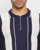 Camla Barcelona Navy Zipped Collar Cotton Tshirt
