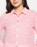 Madame  Pink Alphabetical Printed Shirt