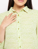 Madame  Green Alphabetical Printed Shirt