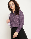 MADAME Marble Printed Purple Shirt for Women