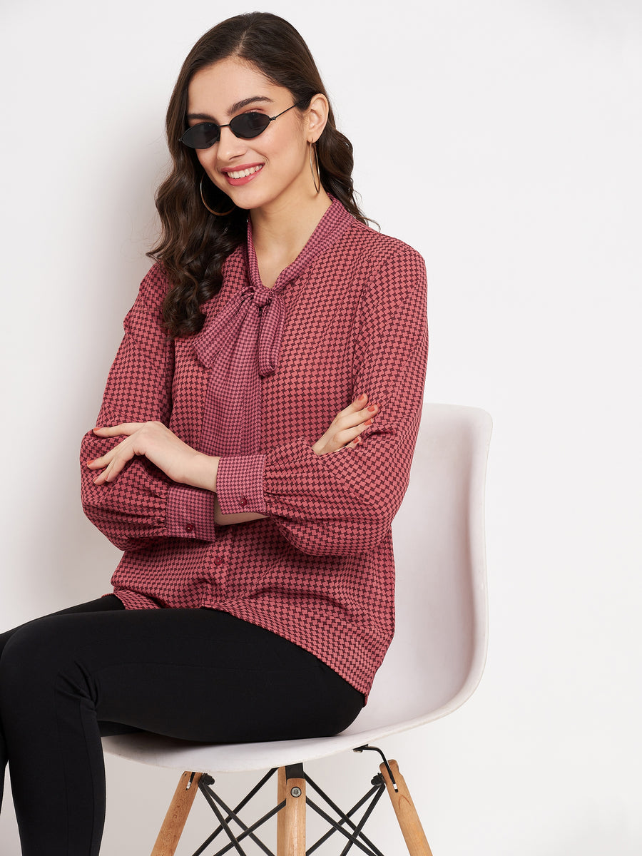Madame  Rust Checked Knotted Top