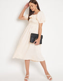Camla Barcelona Women Beige Solid Fit & Flare Dress