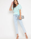 Camla Barcelona Ruffle Detail Mint Green Top