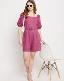 Madame  Hot Pink Solid Jumpsuit