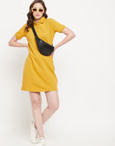 Madame  Mustard Solid Polo Dress