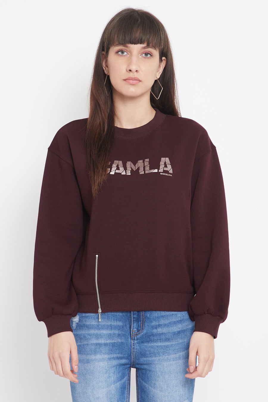 Camla Women Wine Sweat-Shirt