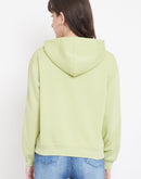 Camla Women Green Hooded Sweatshirt