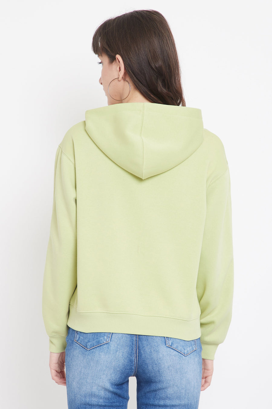 Camla Women Green Hooded Sweatshirt