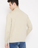 Camla Barcelona Men's Fawn Color Solid Sweater