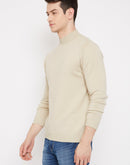 Camla Men Fawn Color Solid Sweater