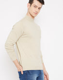 Camla Barcelona Men's Fawn Color Solid Sweater