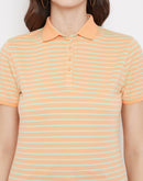 Madame Orange Striped Polo Shirt