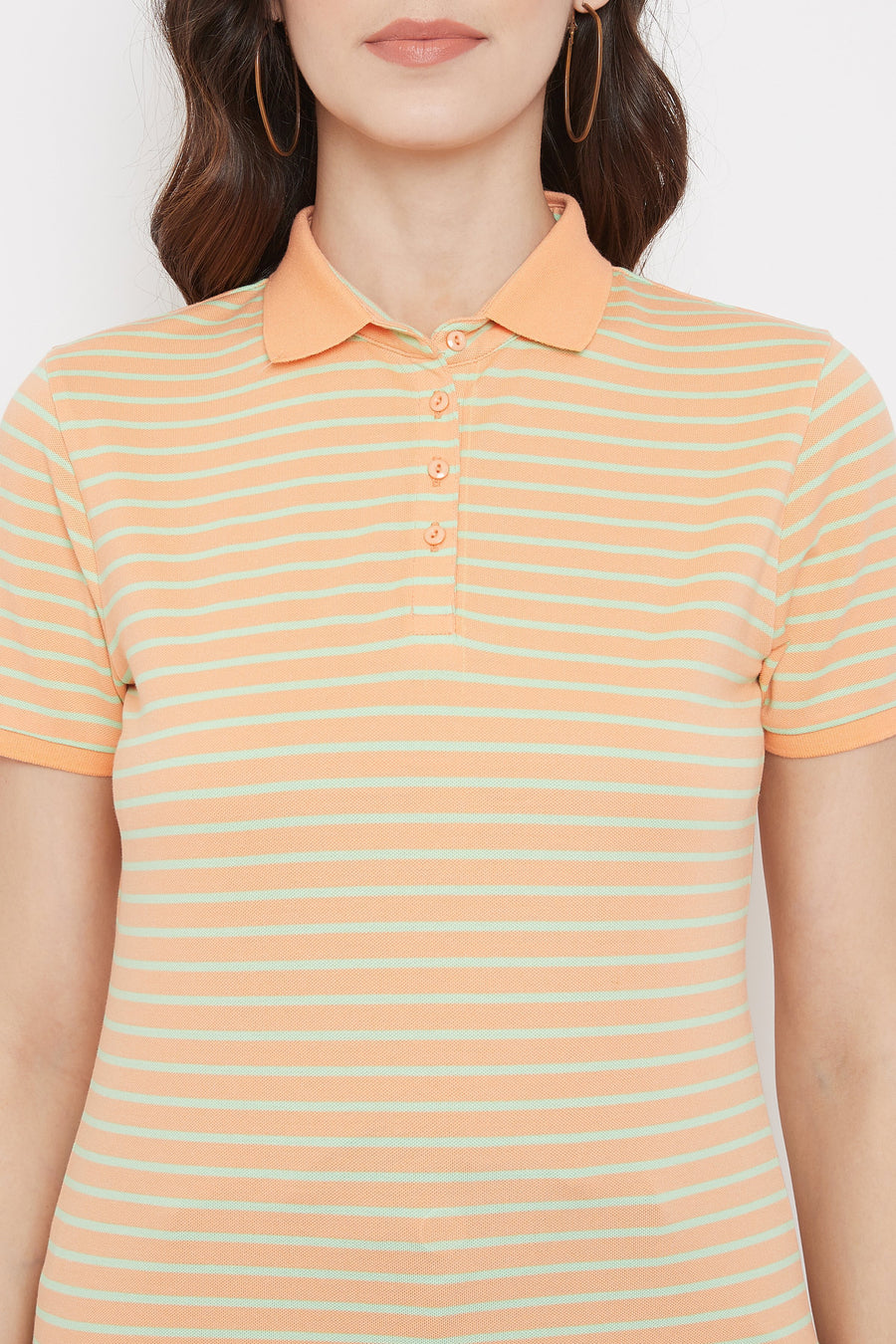 Madame Orange Striped Polo Shirt