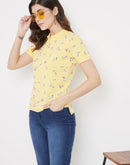 Madame Yellow Printed Polo Shirt