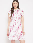 Madame  Pink Floral Printed A-Line Dress