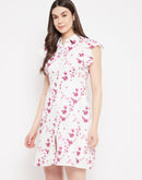 Madame  Pink Floral Printed A-Line Dress