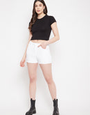 Madame White Solid Shorts For Women